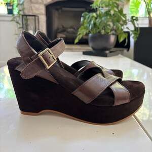 Natural Comfort Chunky Brown Platform Wedge Sandals Strappy 8.5